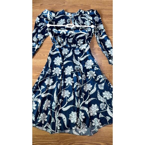 JOHANNA ORTIZ Wild Blue Botanical-print Silk-charmeuse Midi Dress size 10 - Picture 4 of 16